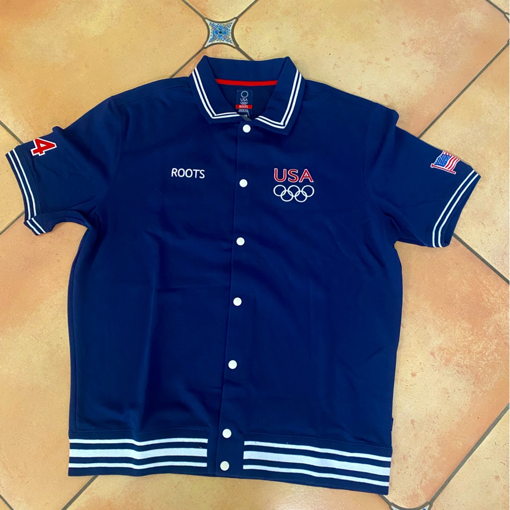 Olympics’04 Athens snap short sleeve top